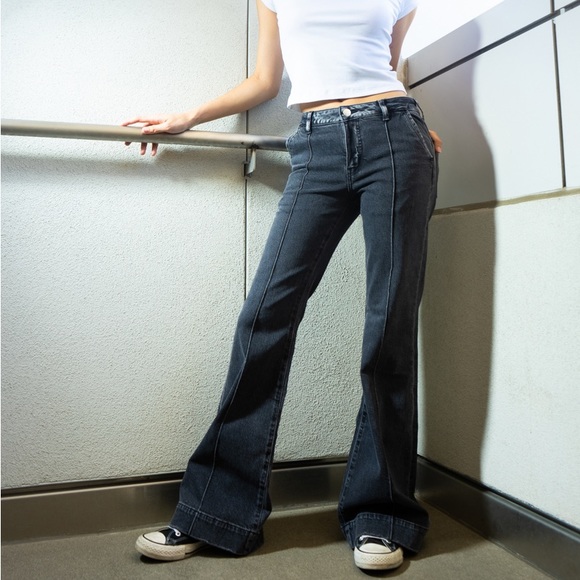 Vintage Black Denim Bellbottom Flares - Picture 2 of 2